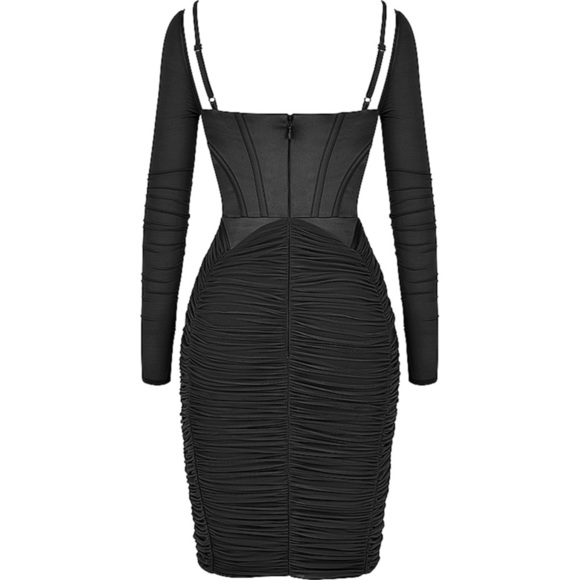 House of CB Freyja Black Gathered Corset Dress S Plus - Picture 5 of 16